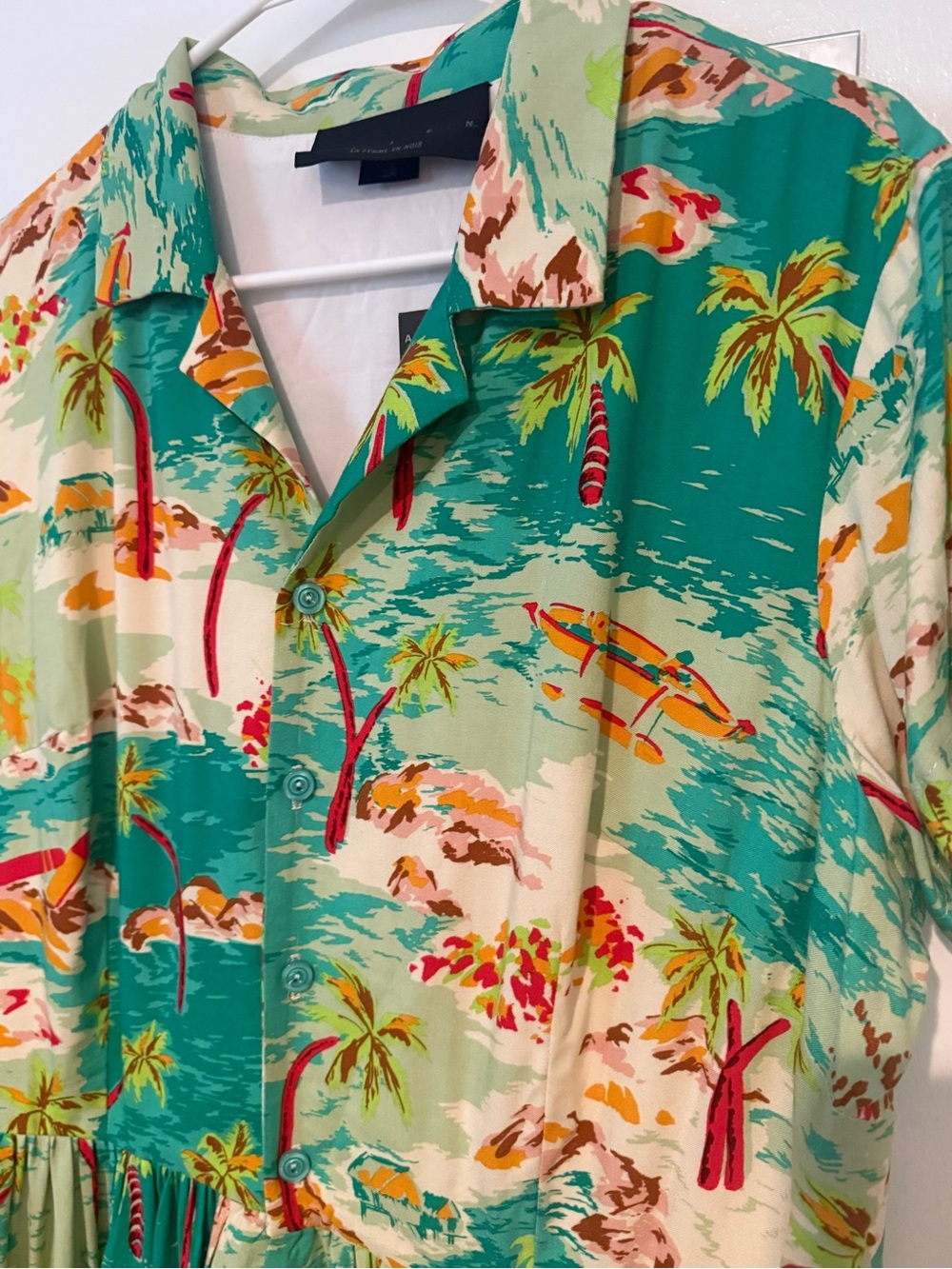 La Femme En Noir Micheline Pitt Alien Collab Hawaiian Pinup Shirt Dress NWT 2X - Picture 4 of 9